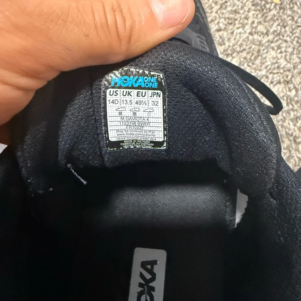 HOKA ONE ONE GAVIOTA 4 Black and White Athletic Shoes - Picture 9 of 9